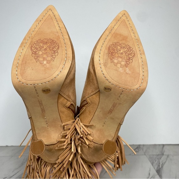 Vince Camuto Panaryaz Light Brown Suede Fringe Embellished Tall Boot 7M - Picture 14 of 15